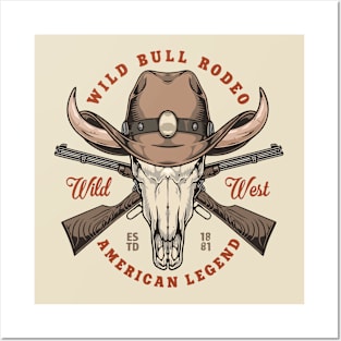wild west american skull Posters and Art